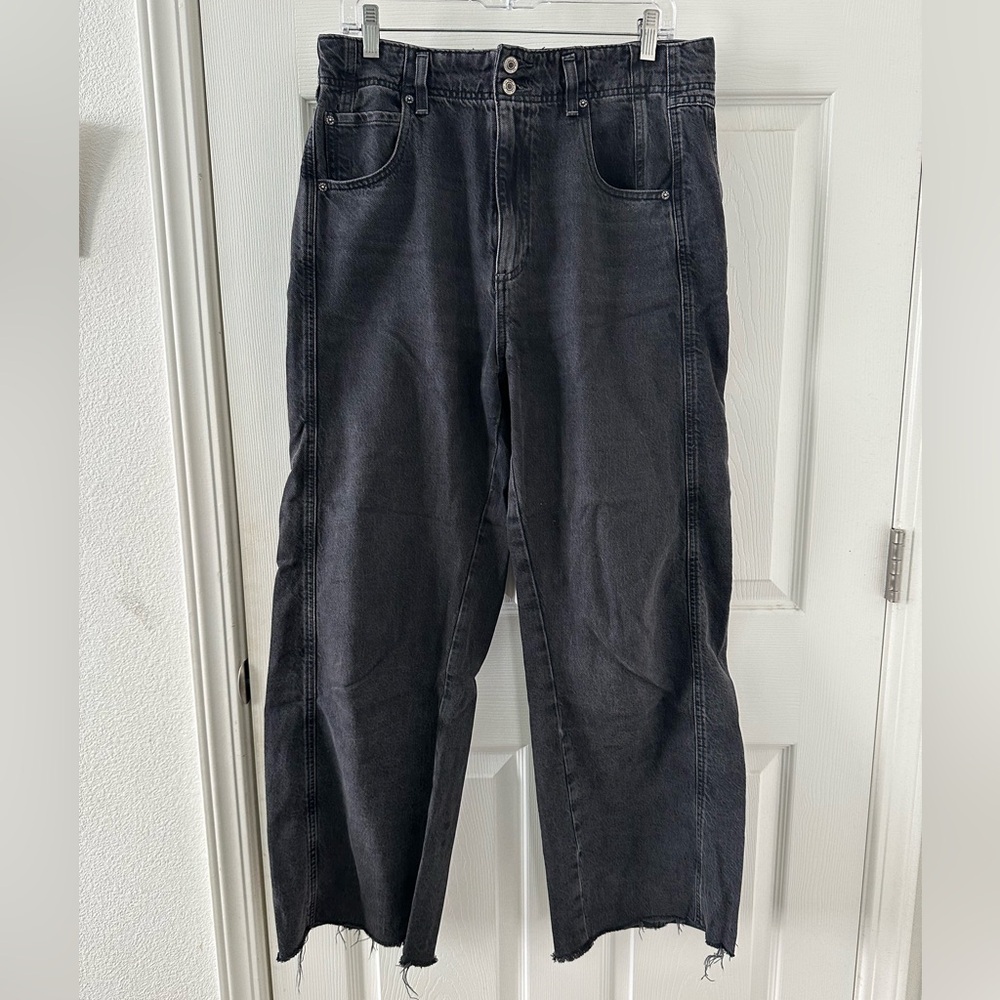 Free People Baggy Charcoal Denim Pants